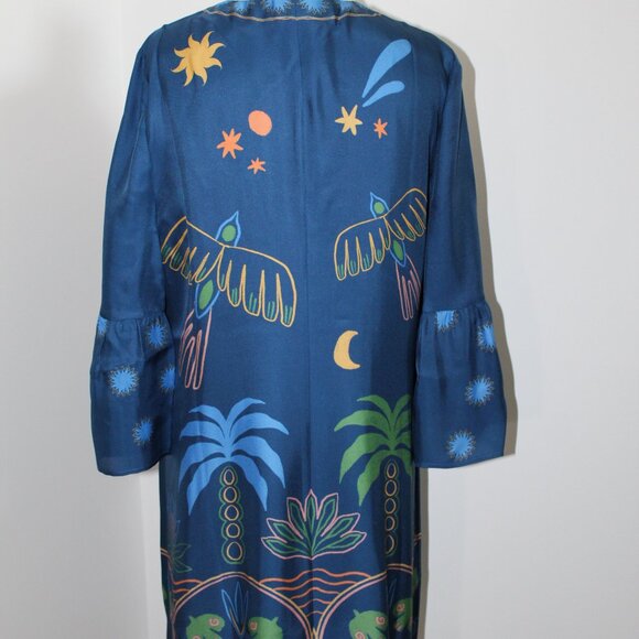 NWT Johnny Was Jade JWLA Biya Lorianne Lined Dress Del Tie Front Bell Sleeve - Picture 5 of 10